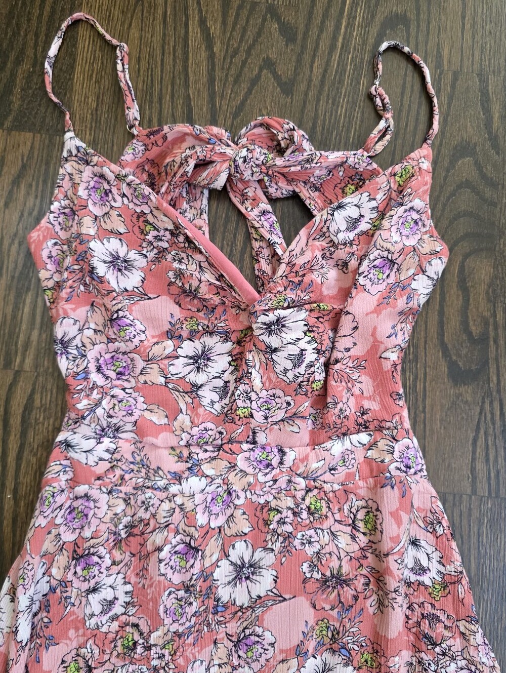 Lulus Ties Pink Floral Print Tie-Back Midi Dress Size S - Picture 7 of 7